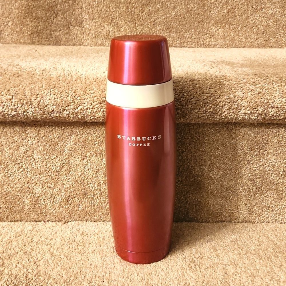 Starbucks 2006 Vintage Pink Coffee Thermos w/ Sipper Top & Cup Topper